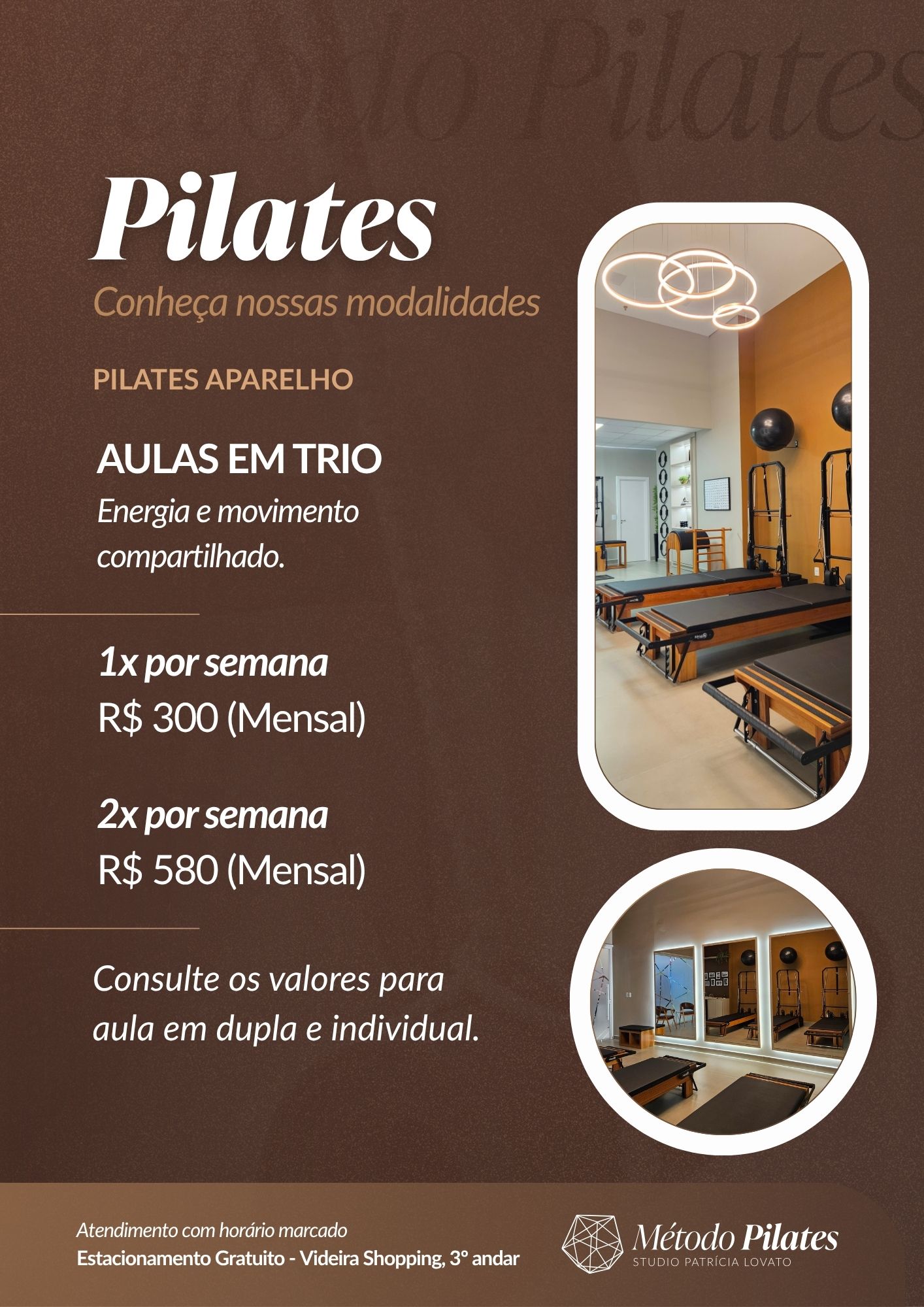 Planos e preços do Studio Método Pilates